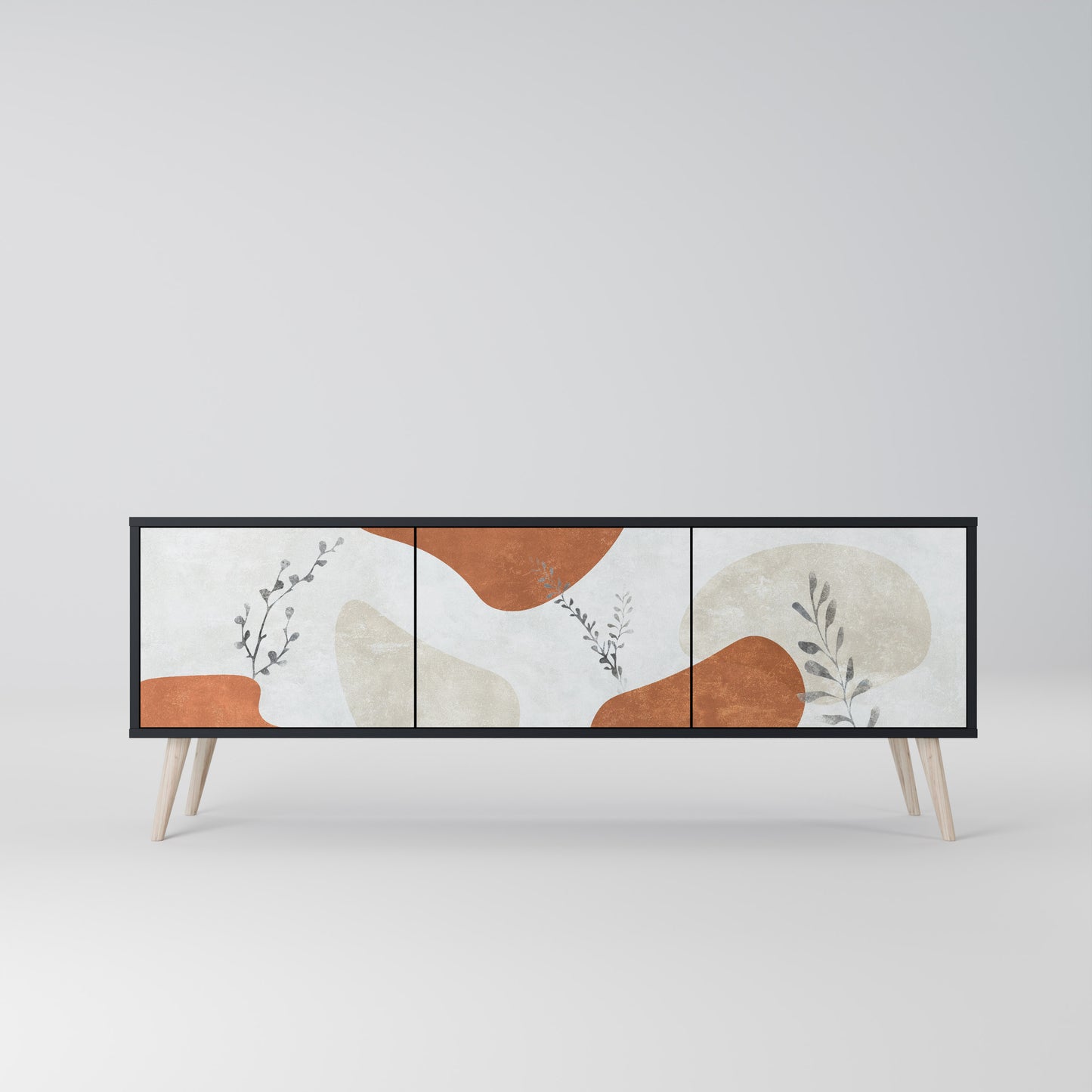 TRANQUIL TWIG 3-dörrars TV-bänk i svart finish