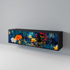 MIDNIGHT BLOSSOM 3-dörrars TV-bänk i svart finish