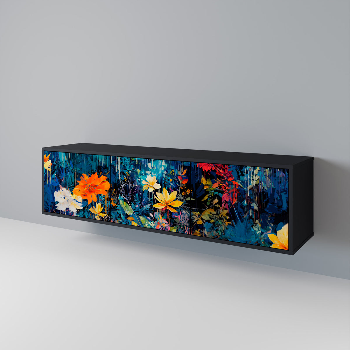 MIDNIGHT BLOSSOM TV-bänk med 3 dörrar