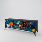 MIDNIGHT BLOSSOM 3-dörrars TV-bänk i svart finish