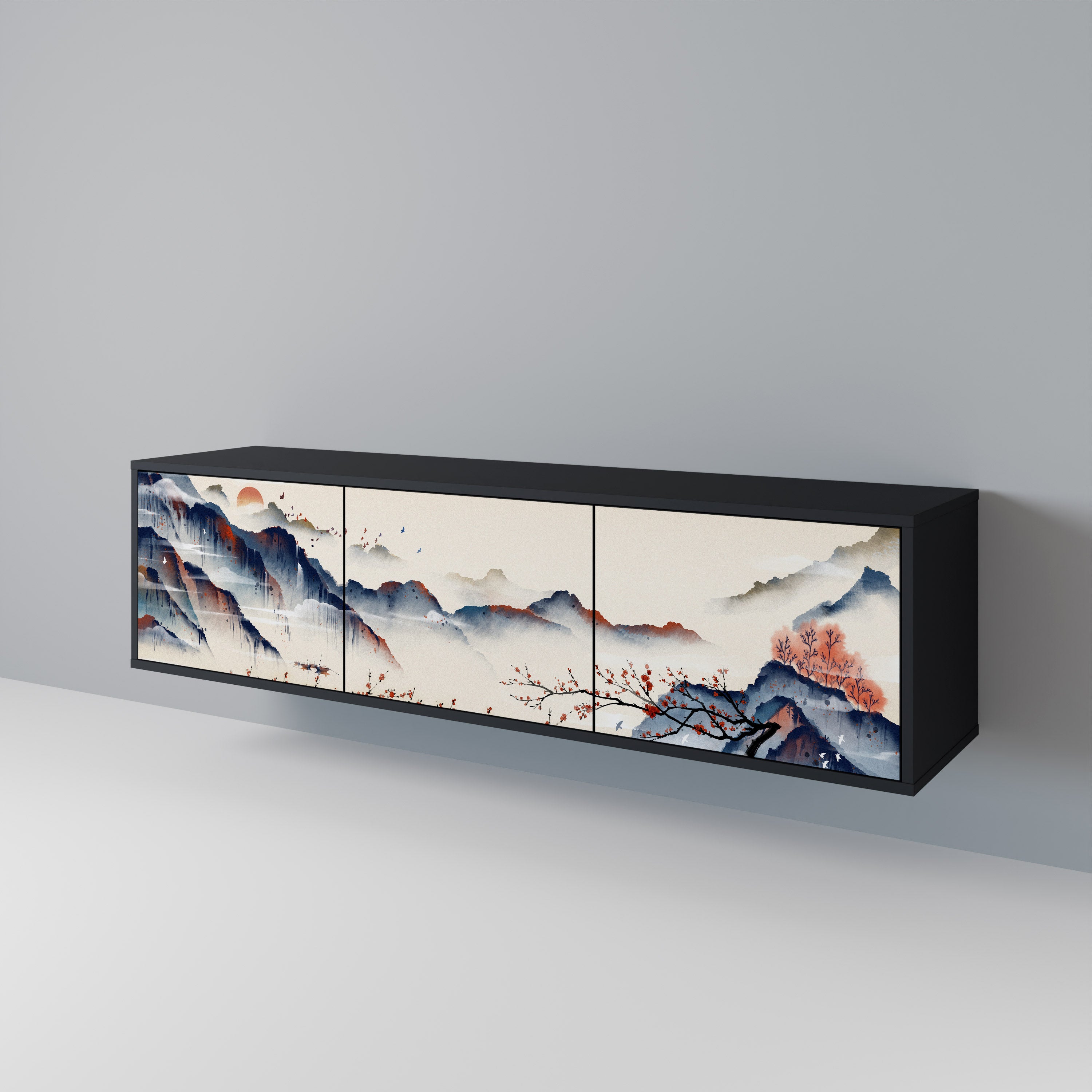 JAPANESE LANDSCAPE TV-bänk med 3 dörrar