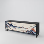 JAPANSK LANDSKAP 3-dörrars TV-bänk i svart finish