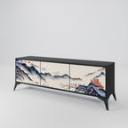 JAPANSK LANDSKAP 3-dörrars TV-bänk i svart finish