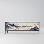 JAPANSK LANDSKAP 3-dörrars TV-bänk i svart finish