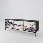 JAPANSK LANDSKAP 3-dörrars TV-bänk i svart finish