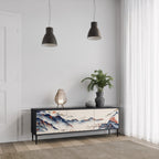 JAPANSK LANDSKAP 3-dörrars TV-bänk i svart finish