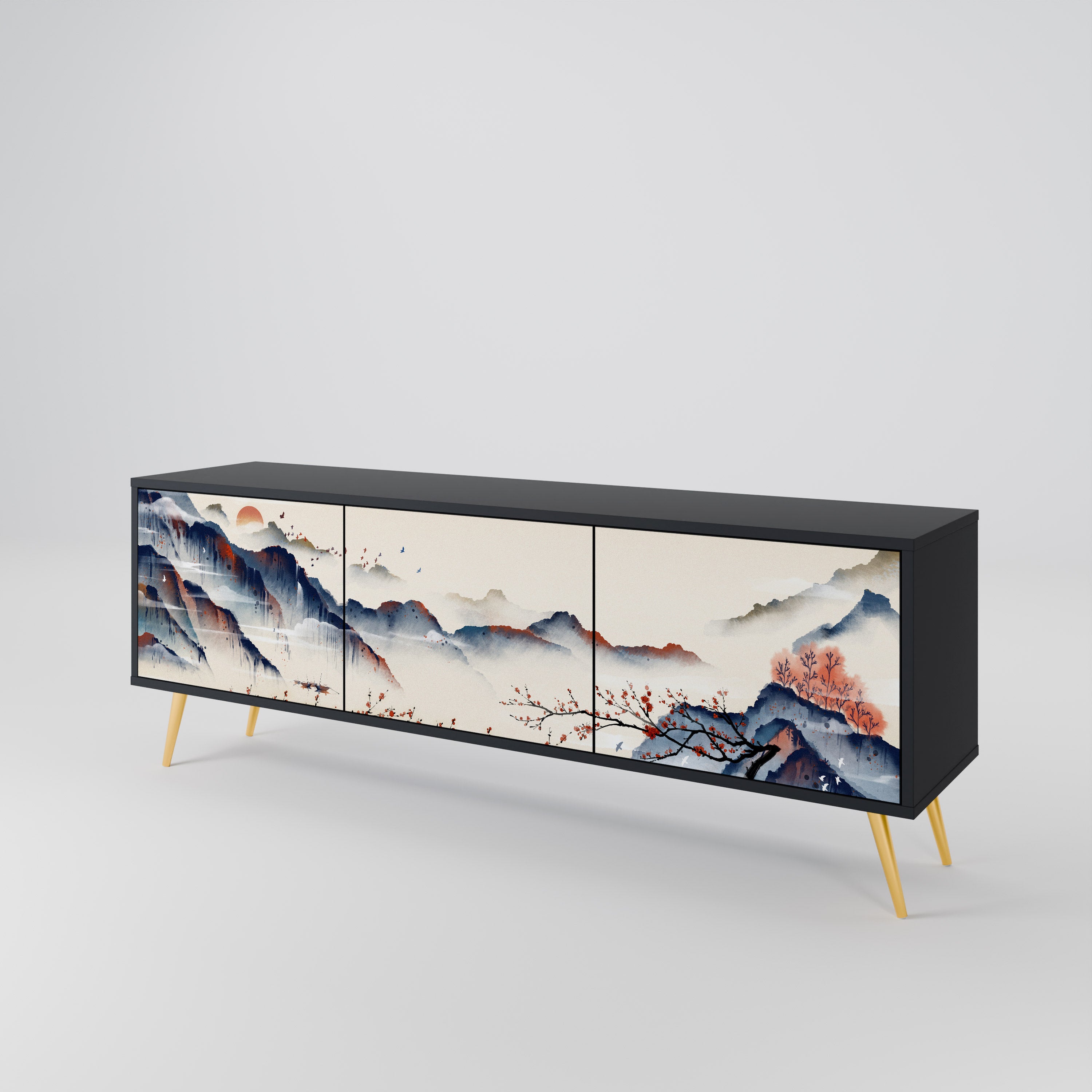 JAPANESE LANDSCAPE TV-bänk med 3 dörrar