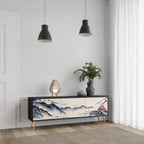 JAPANSK LANDSKAP 3-dörrars TV-bänk i svart finish