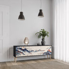 JAPANSK LANDSKAP 3-dörrars TV-bänk i svart finish