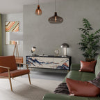 JAPANSK LANDSKAP 3-dörrars TV-bänk i svart finish