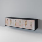 DELIQUESCE 3-dörrars TV-bänk i svart finish