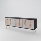 DELIQUESCE 3-dörrars TV-bänk i svart finish