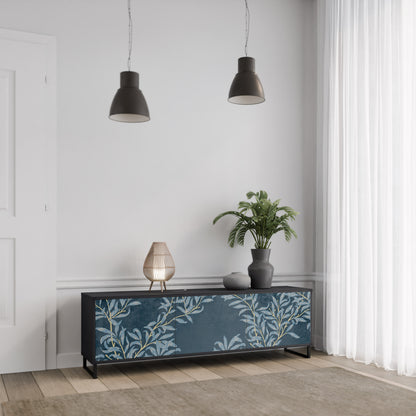 BLUE LEAVES 3-dörrars TV-bänk i svart finish
