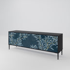 BLUE LEAVES 3-dörrars TV-bänk i svart finish