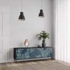 BLUE LEAVES 3-dörrars TV-bänk i svart finish
