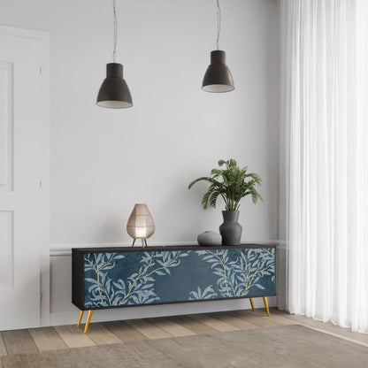 BLUE LEAVES 3-dörrars TV-bänk i svart finish