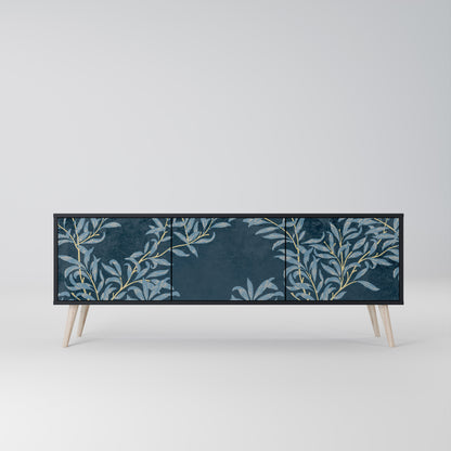 BLUE LEAVES 3-dörrars TV-bänk i svart finish