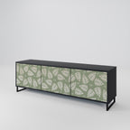 LEAVES ON GREEN 3-Door TV Stand in Black Finish