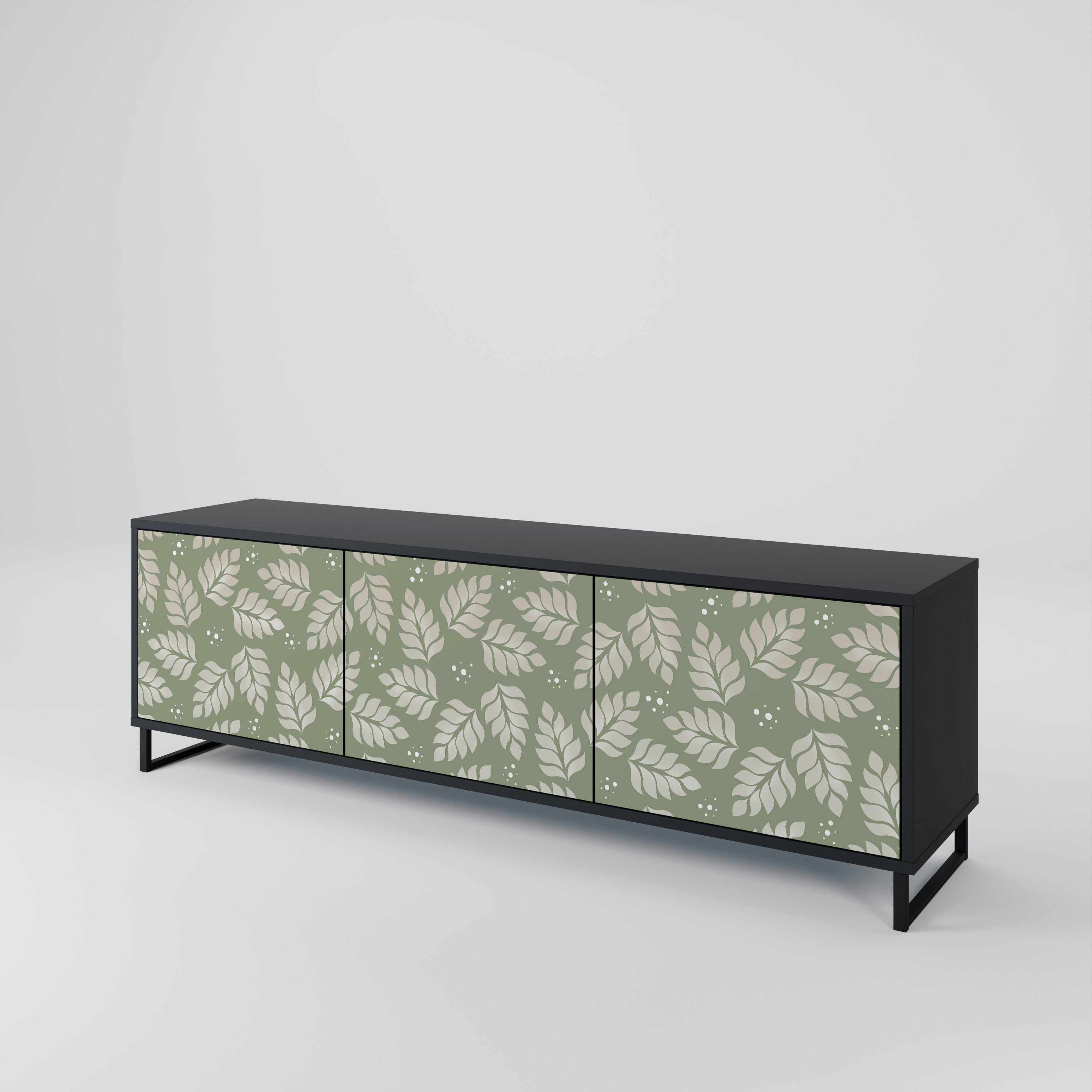 LEAVES ON GREEN TV-bänk med 3 dörrar