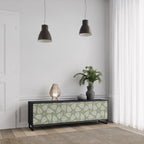 LEAVES ON GREEN 3-Door TV Stand in Black Finish