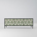 LEAVES ON GREEN 3-Door TV Stand in Black Finish