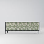 LEAVES ON GREEN 3-Door TV Stand in Black Finish