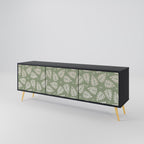 LEAVES ON GREEN 3-Door TV Stand in Black Finish