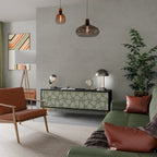 LEAVES ON GREEN 3-Door TV Stand in Black Finish