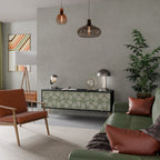 LEAVES ON GREEN 3-Door TV Stand in Black Finish