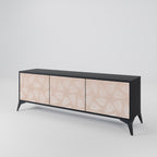 LEAVES ON BEIGE 3-Door TV Stand in Black Finish