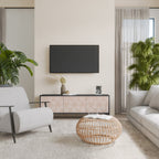 LEAVES ON BEIGE 3-Door TV Stand in Black Finish