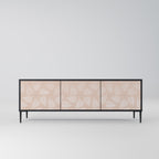 LEAVES ON BEIGE 3-Door TV Stand in Black Finish