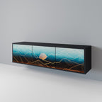 LUNAR SECRETS 3-Door TV Stand in Black Finish