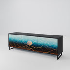 LUNAR SECRETS 3-Door TV Stand in Black Finish