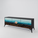 LUNAR SECRETS 3-Door TV Stand in Black Finish