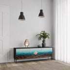 LUNAR SECRETS 3-Door TV Stand in Black Finish