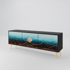 LUNAR SECRETS 3-Door TV Stand in Black Finish