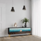 LUNAR SECRETS 3-Door TV Stand in Black Finish