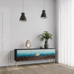 LUNAR SECRETS 3-Door TV Stand in Black Finish