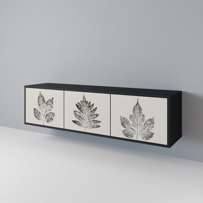 LEAFY STAMPS 3-dörrars TV-bänk i svart finish