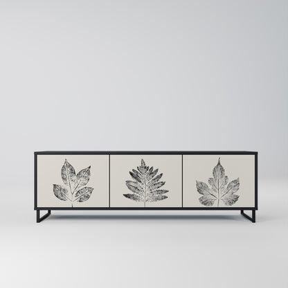 LEAFY STAMPS 3-dörrars TV-bänk i svart finish