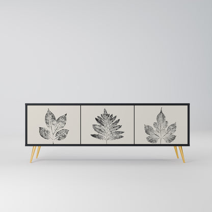 LEAFY STAMPS 3-dörrars TV-bänk i svart finish