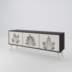 LEAFY STAMPS 3-Door TV Stand in Black Finish