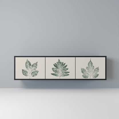 GREEN LEAFY STAMPS 3-dörrars TV-bänk i svart finish