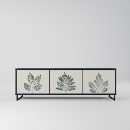 GREEN LEAFY STAMPS 3-dörrars TV-bänk i svart finish