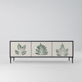 GREEN LEAFY STAMPS 3-Door TV Stand in Black Finish