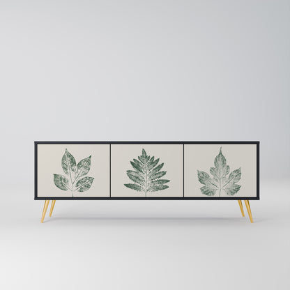 GREEN LEAFY STAMPS 3-dörrars TV-bänk i svart finish