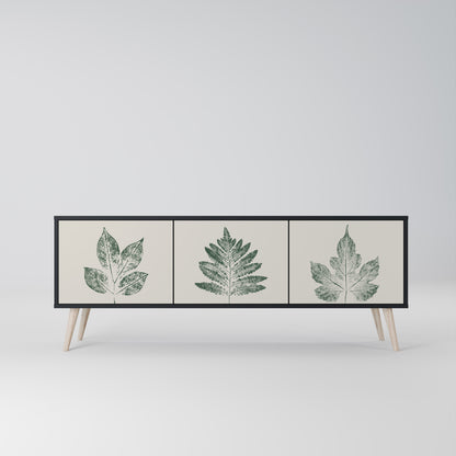 GREEN LEAFY STAMPS 3-dörrars TV-bänk i svart finish