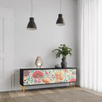 FUNGUS FANTASY 3-Door TV Stand in Black Finish