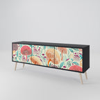 FUNGUS FANTASY 3-Door TV Stand in Black Finish